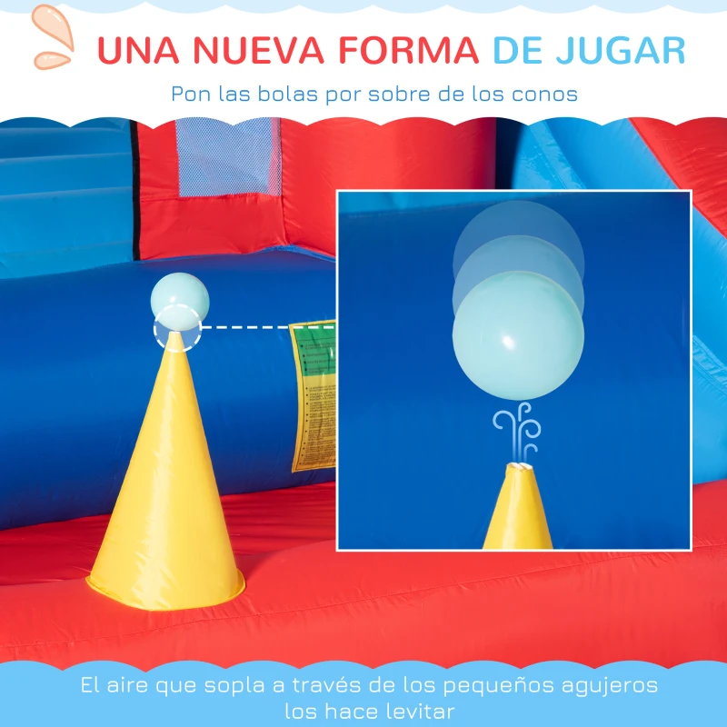 Outsunny Castillo Hinchable con Tobogán Cama de Salto y Piscina para Niños +3 Años con Inflador y Bolsa de Transporte para Interior Exterior 333x280x210 cm Multicolor