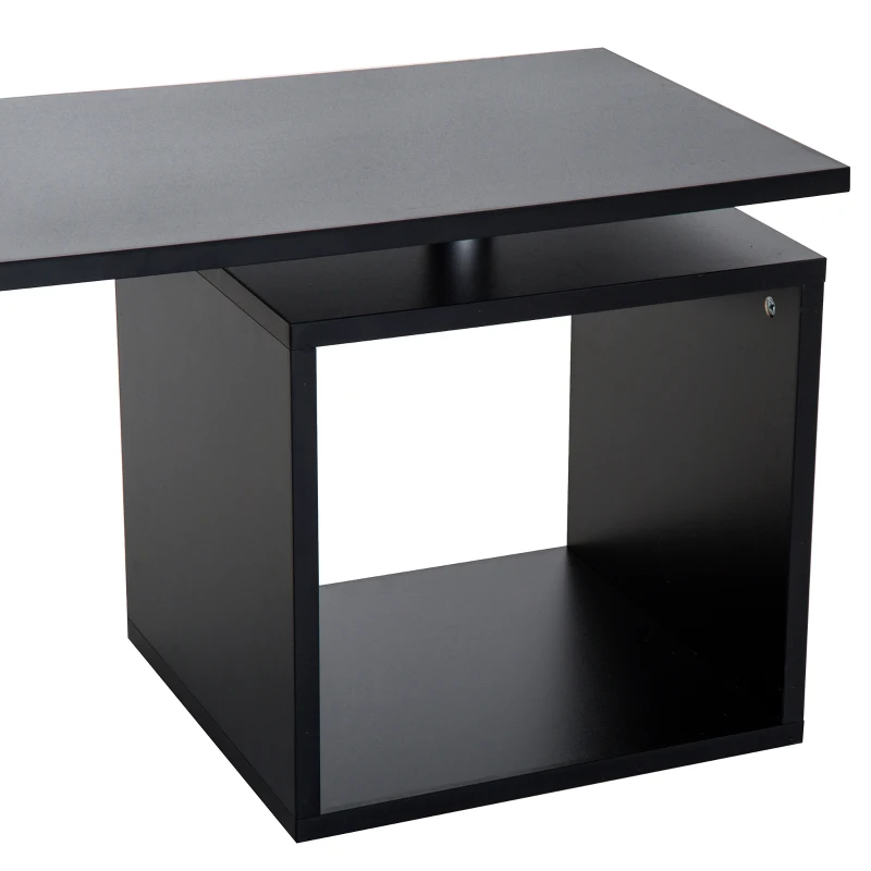 HOMCOM Table basse contemporaine design géométrique carré rectangulaire 77L x 40l x 44H cm noir mat
