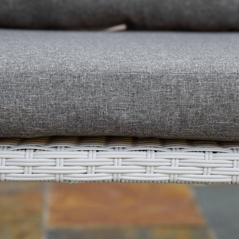 Outsunny Conjunto de Muebles de Ratán y Aluminio Juego de Muebles de Jardín 4 Piezas Mesa de Café Sofá de 3 Plazas y 2 Sillones con Cojines para Terraza Exterior Gris