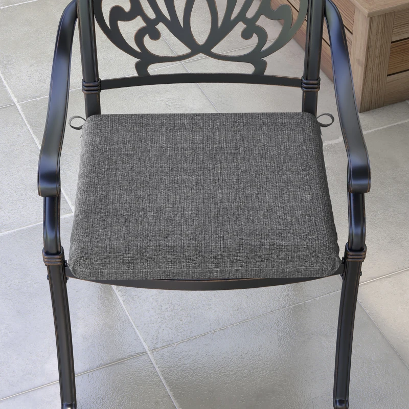 Outsunny Conjunto de 4 Cojines para Sillas de Comedor 47x47x7cm Impermeable y Protección UV 50+ para Interior y Exterior Gris