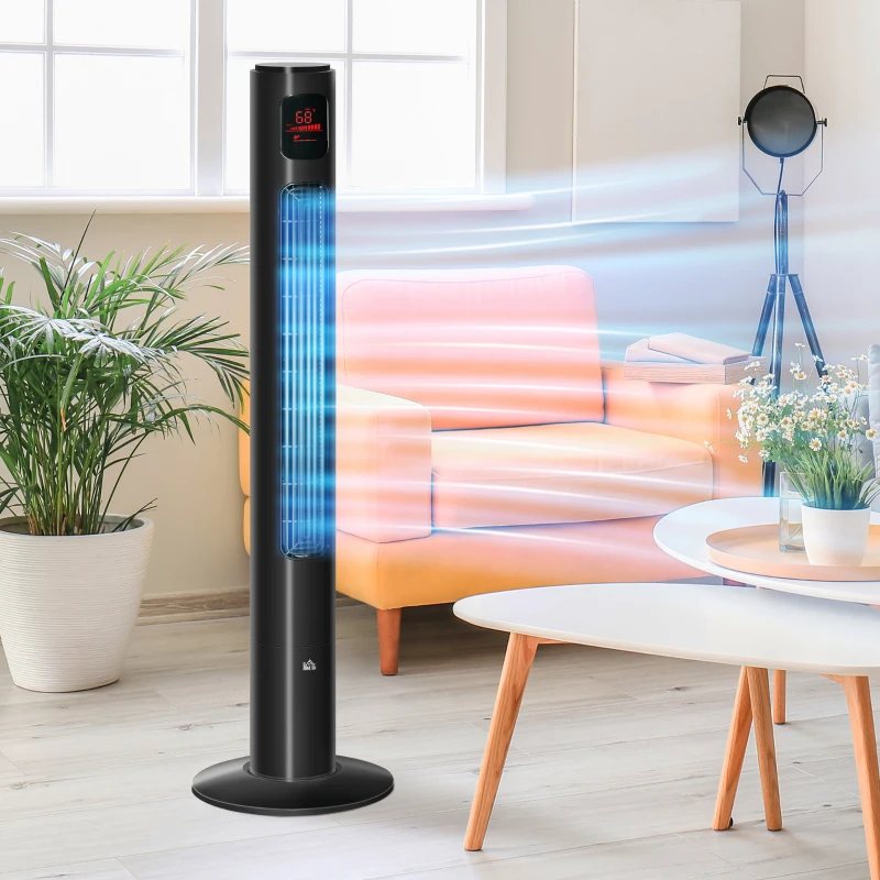 HOMCOM Ventilateur colonne oscillation 70° minuterie 12h panneau de capteur LED 45W télécomande 2 modes de contrôle noir