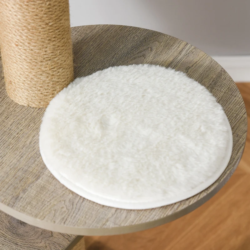 PawHut Árbol Rascador Árbol para Escalar para Gatos Altura 177cm con Plataformas Cuevas Juguete Colgante Cojín Extraíble Postes de Yute Blanco y Marrón
