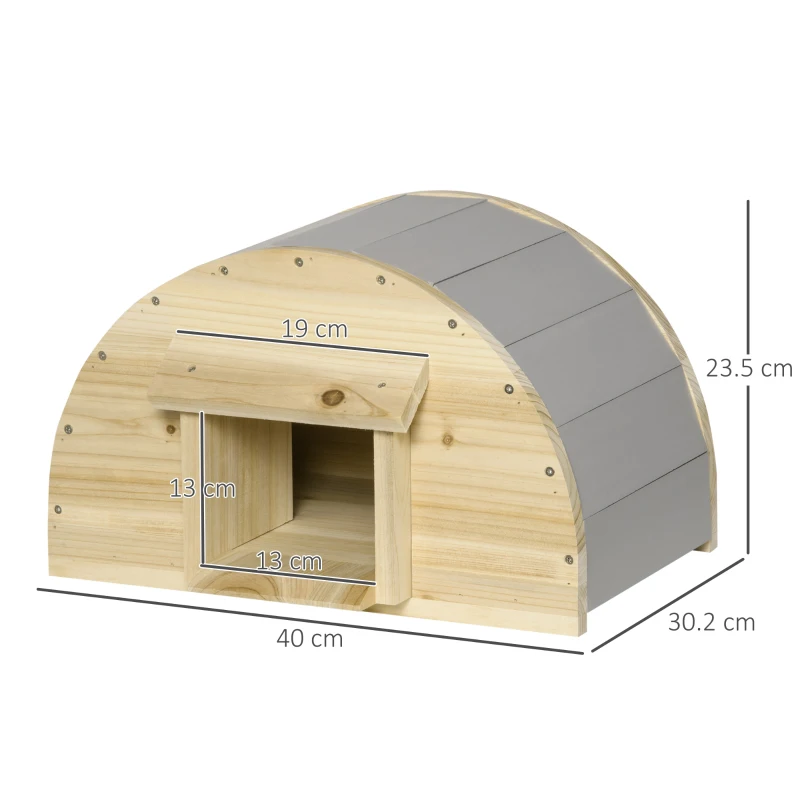 PawHut Hedgehog House, Small Animal Station, for Gardens - Natural Finish