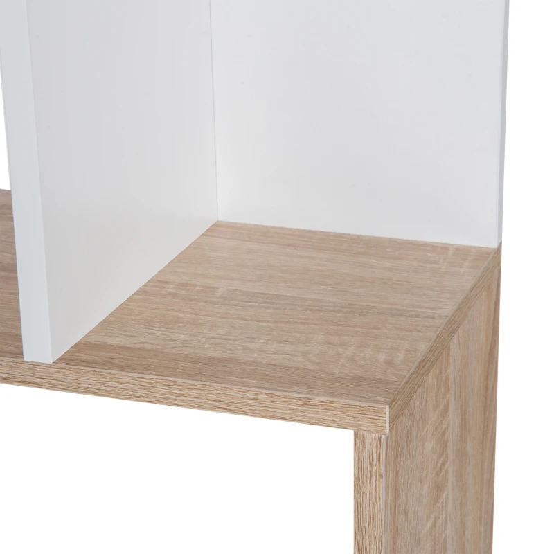 HOMCOM Estantería Librería 4 Estante Estantería Alta Pared Estante de Exposición Forma S Diseño Moderno para Salón Oficina 60x24x148cm Madera