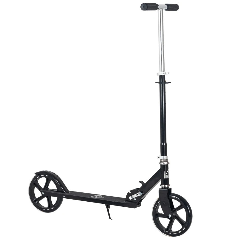 HOMCOM Trottinette Pliable Hauteur Guidon réglable sur 4 Niveaux système de freinage arrière pour enfant adolescent pois max. 100KG dim. 88L x 37l x 75-100H cm Noir