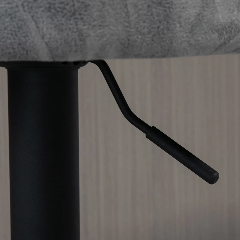 HOMCOM Set 2 Sgabelli da Bar con Altezza Regolabile, Rivestimento Finta Pelle e Schienale, Grigio Chiaro