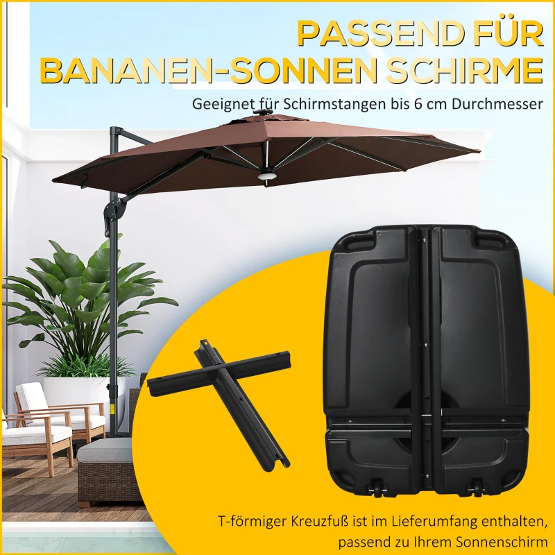 Outsunny Sonnenschirmständer befüllbar bis 100 kg Schirmständer für Ampelschirm Sonnenschirm Schirmstangen mit Kreuzbasis für Garten Terrasse Balkon Schwarz 80 x 60 x 20 cm