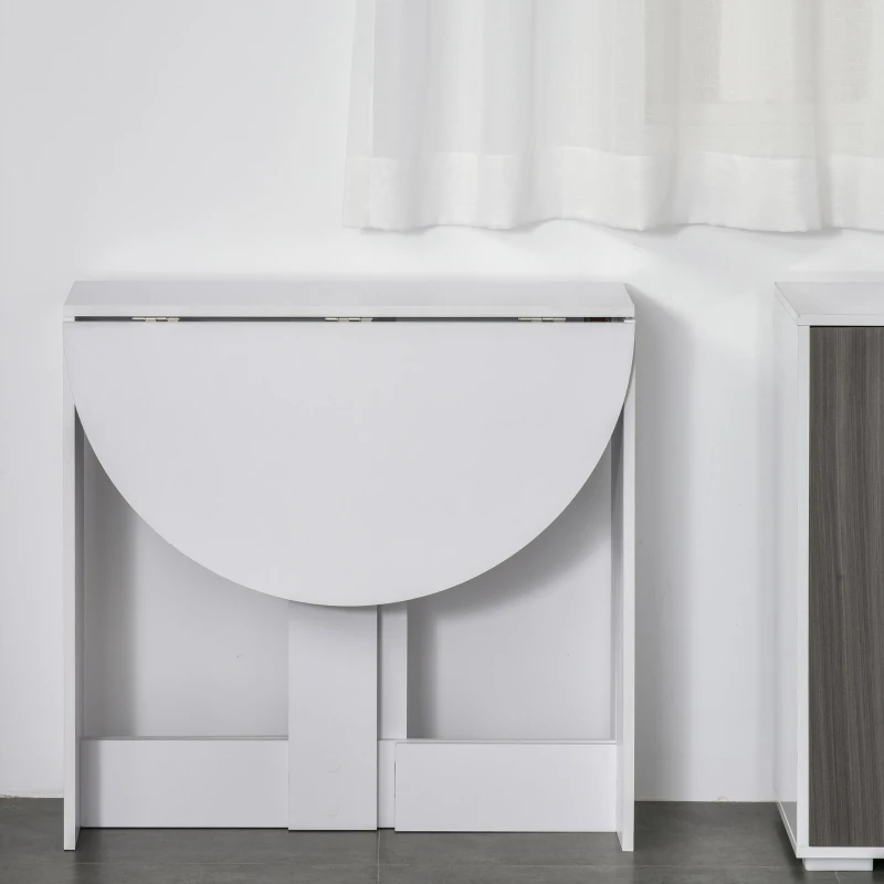 HOMCOM Space-saving Drop Leaf Table, Folding Dining Table for Small Space, Kitchen, Dining Room, White