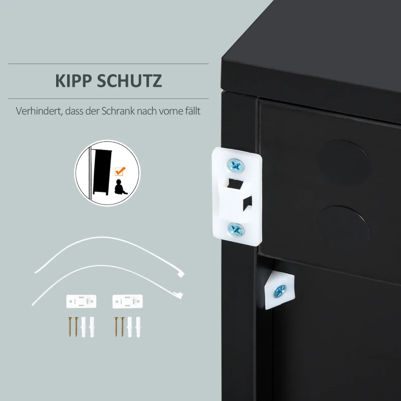 HOMCOM Aufbewahrungsschrank mit 2 Schubladen, 2 Türen, mit Kippschutz, für Wohnzimmer, Schlafzimmer, 79 x 36 x 74 cm, Hellgrau