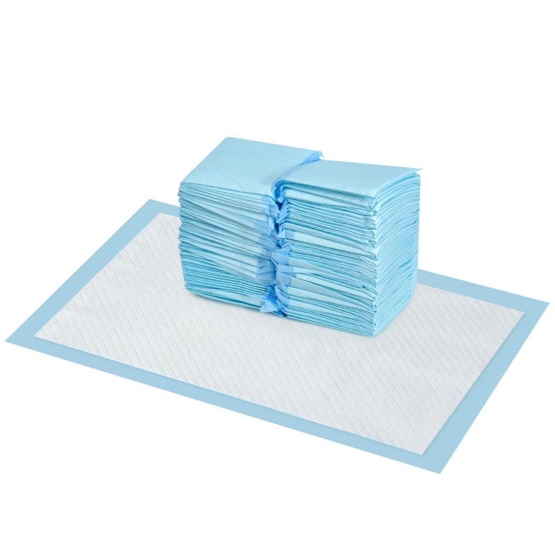 PawHut Empapadores para Perros 100 Unidad 45x30 cm Diseño de 6 Capas con Superficie de Secado Rápido a Prueba de Fugas Azul