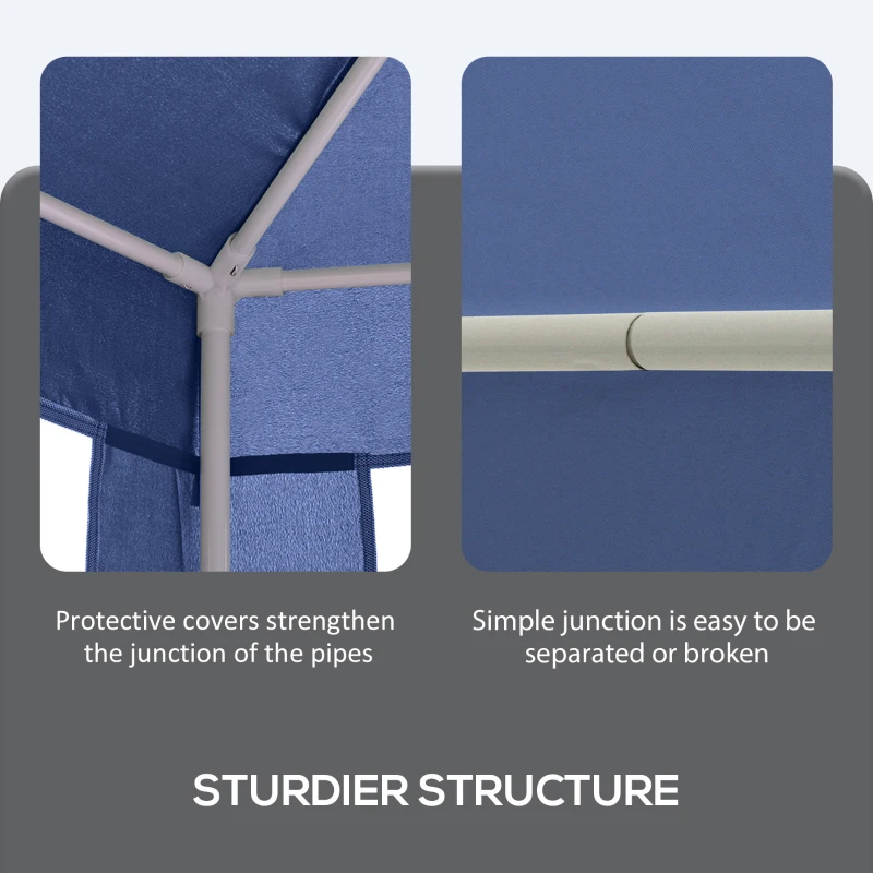 Outsunny 4M Hexagon Gazebo, Netting Party Tent, Patio Canopy Outdoor Event Shelter for Activities, Shade Resistant, Blue