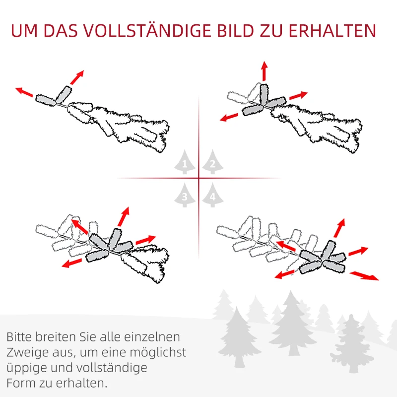 HOMCOM Set-Weihnachtsschmuck 2 Weihnachtsbäume. 4-teilig, 1 Weihnachtskranz,1 Weihnachtsgirlande inkl. LED Beleuchtung