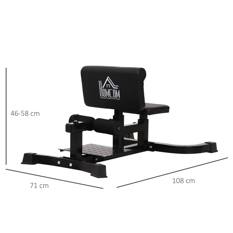 HOMCOM Squat Bench Trainer Sit Up Machine Multifunctional Equipment Abdomen and Leg Strength Indoor Household Fitness Device Black