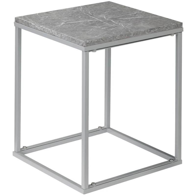Outsunny Gartentisch Beistelltisch Couchtisch Outdoor Indoor mit Metallgestel für Garten Terrasse Balkon im Industrie-Design stabil Metall Grau 40 x 40 x 50 cm