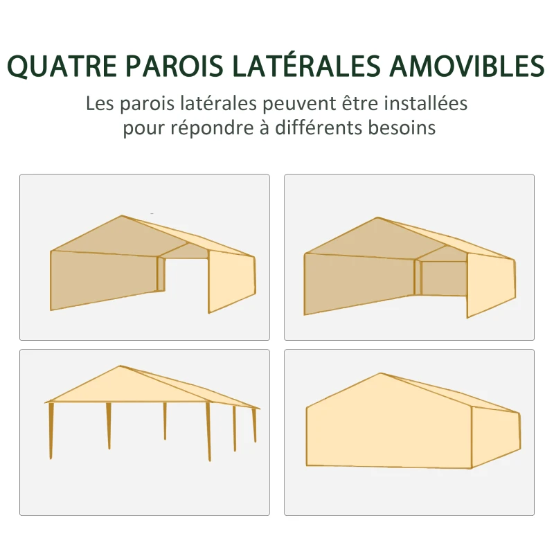 Outsunny Tente de reception extérieur barnum tonnelle 6 parois amovibles dim. 6L x 3l m, pour les fêtes, évènements, blanc