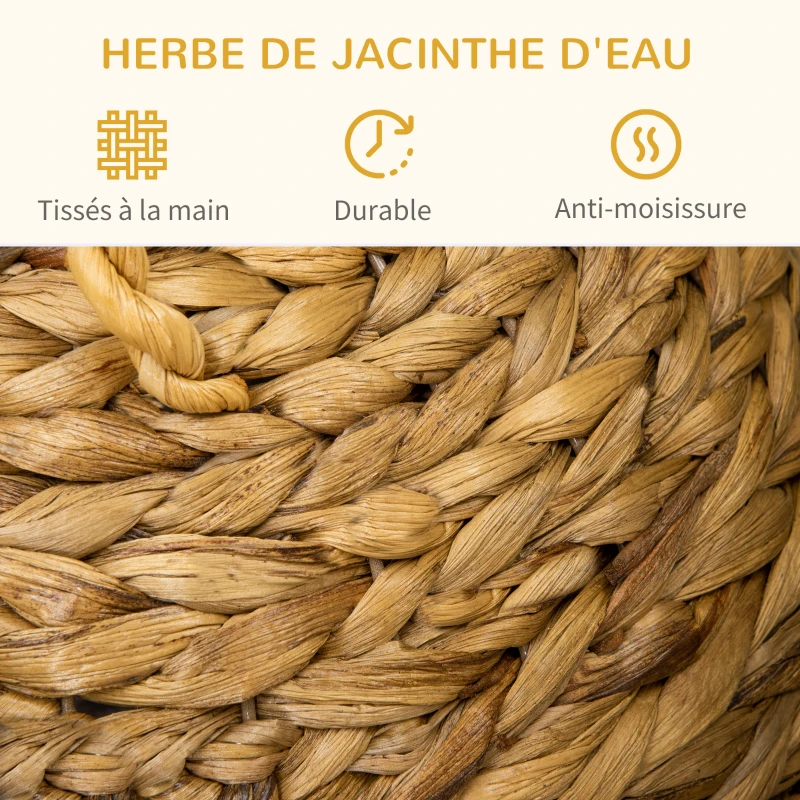 PawHut Niche pour chat en jacinthe d'eau et métal avec poignée et coussin - 41 x 38 x 41 cm