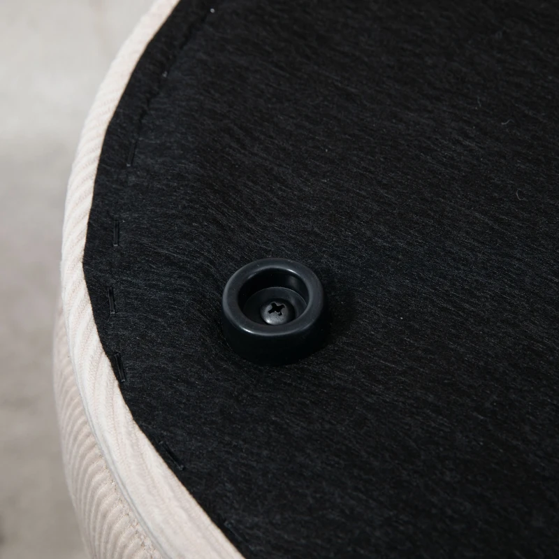 HOMCOM Lot de 2 poufs tabourets repose-pieds coffre de rangement en tissu aspect velours côtelé Ø40 cm et Ø30 cm, crème