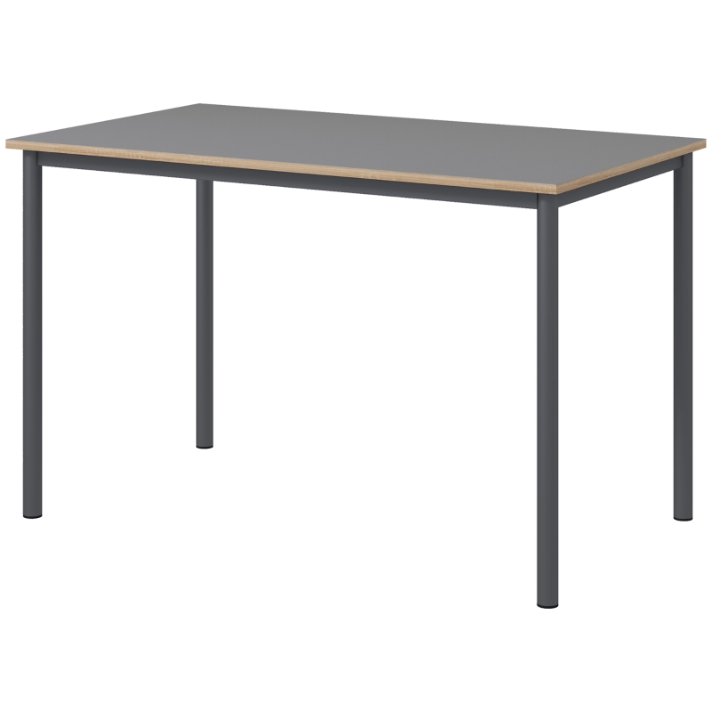 HOMCOM Dining Table w/Steel Frame，Kitchen Table for 4 People，75H x 120L x 70Wcm，Minimalistic Style for Living Room, Dining Room Grey