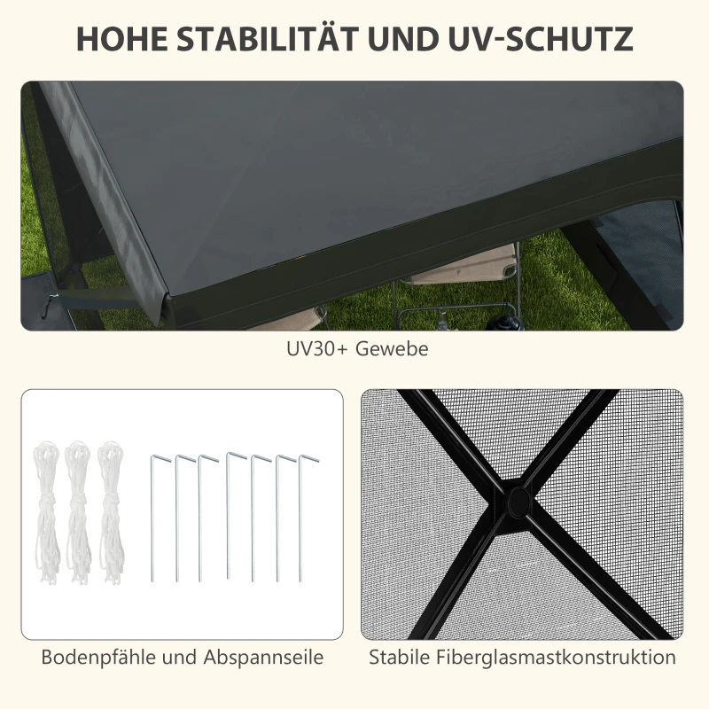 Outsunny Pop-Up-Zelt Campingzelt Faltzelt, inkl Transporttasche, wetterbeständig, 244 x 210 x 213 cm, Grau