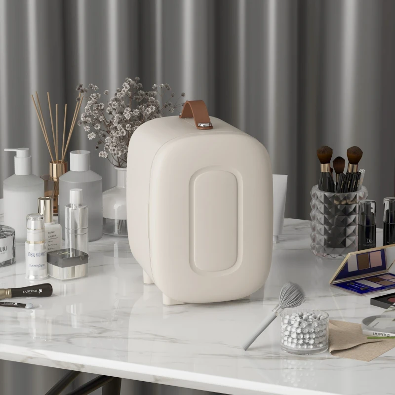 HOMCOM Nevera para Maquillaje 4L Nevera Cosméticos 9V/240V para Enfriar y Calentar Mini Frigorífico 20,3x26,3x28 cm Crema
