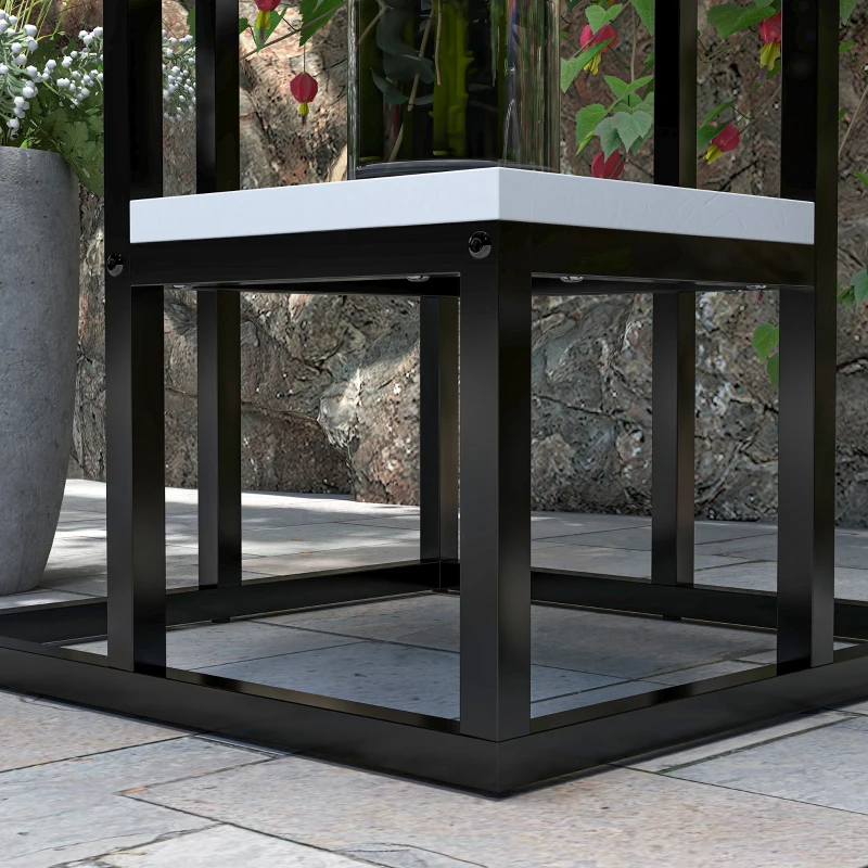 Outsunny Blumenregal, 4 Etagen, Indoor & Outdoor, Metallrahmen, 34L x 34B x 70H cm, Schwarz+Weiß