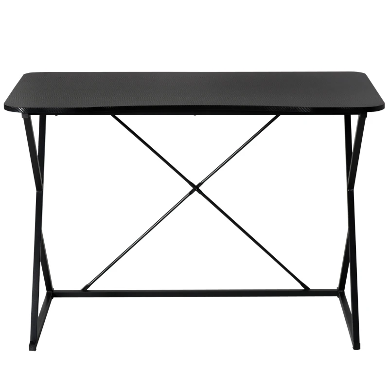 HOMCOM Scrivania per Camera e Ufficio Compatta e Salvaspazio, Scrivania Moderna in Metallo e MDF 100x60x75.5cm Nero