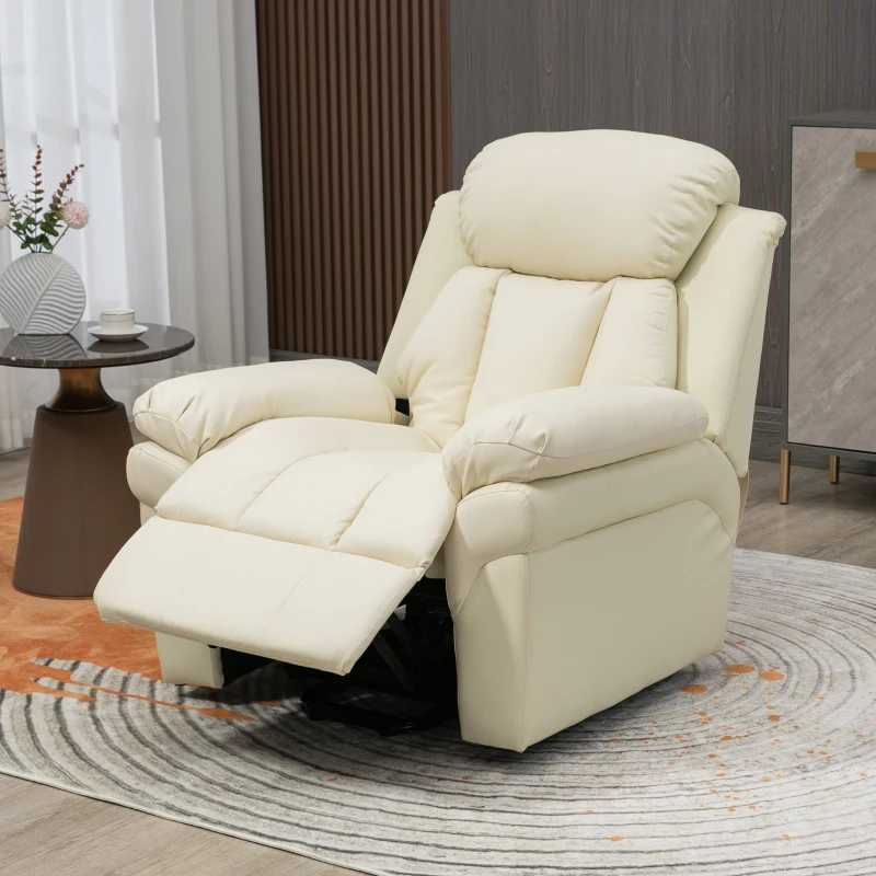 HOMCOM Fauteuil de Relaxation électrique Fauteuil releveur inclinable avec Repose-Pied Ajustable revêtement synthétique crème