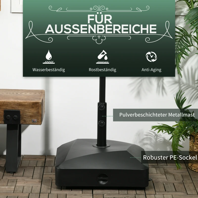 Outsunny Sonnenschirmständer, Sonnenschirmfuß, Sonnenschirmhalter, 54,5 x 54,5 x 46,5 cm, Schwarz