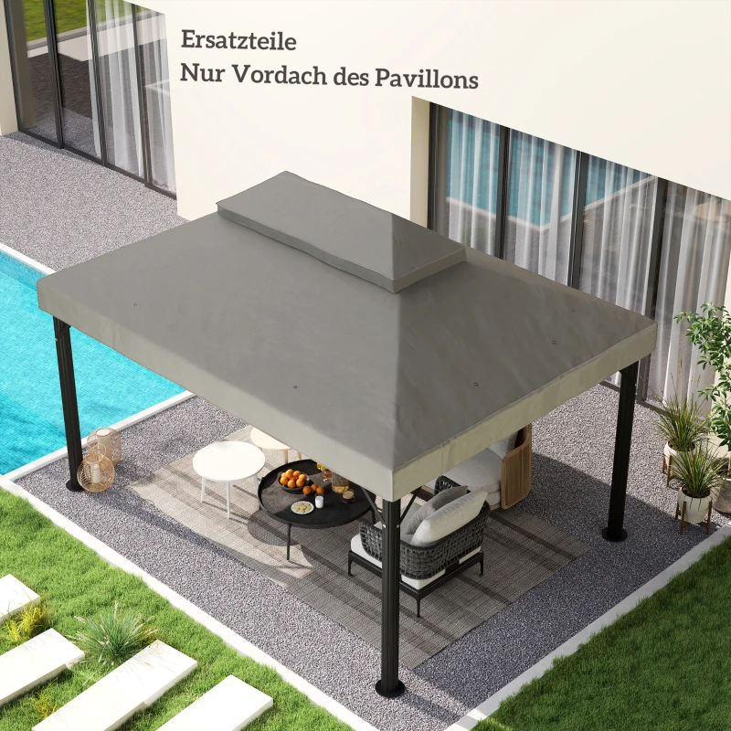 Outsunny Pavillon-Ersatzdach, 3 x 4 m, Ersatzplane mit Wasserablauf-Öffnungen, Polyester, Sonnenschutz, UPF30+, Hellgrau