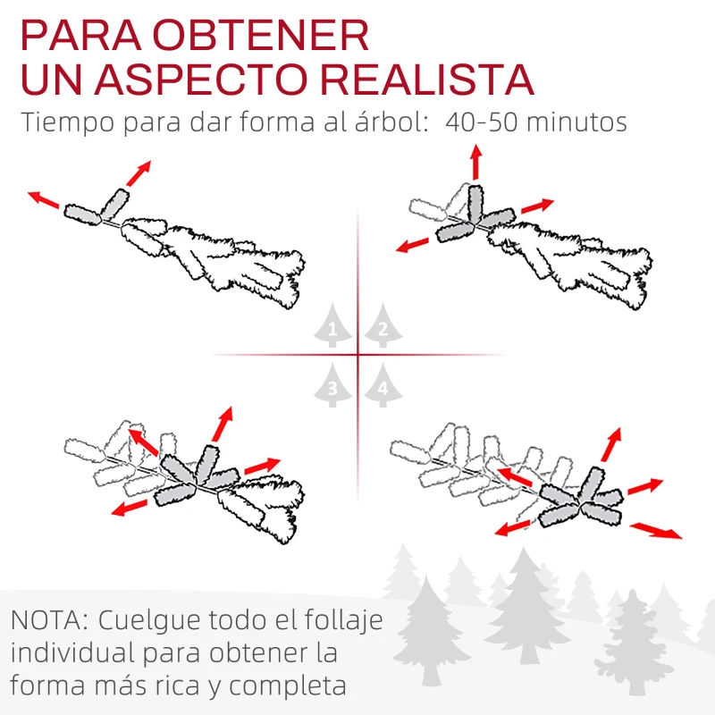HOMCOM Árbol de Navidad Artificial Nevado 180 cm con 627 Ramas y Soporte de Metal Árbol de Navideño para Salón Verde y Blanco