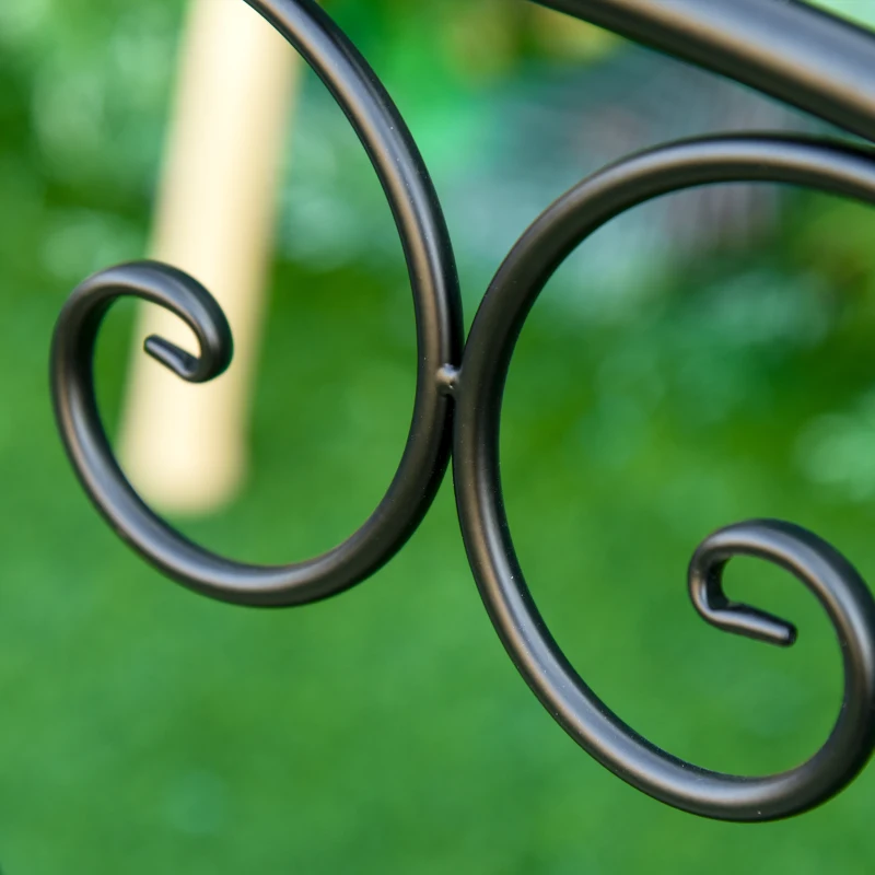 Outsunny Banc de Jardin 2 Places Style néo-rétro Fer forgé Lignes fuselées métal Noir doré Effet Vieilli