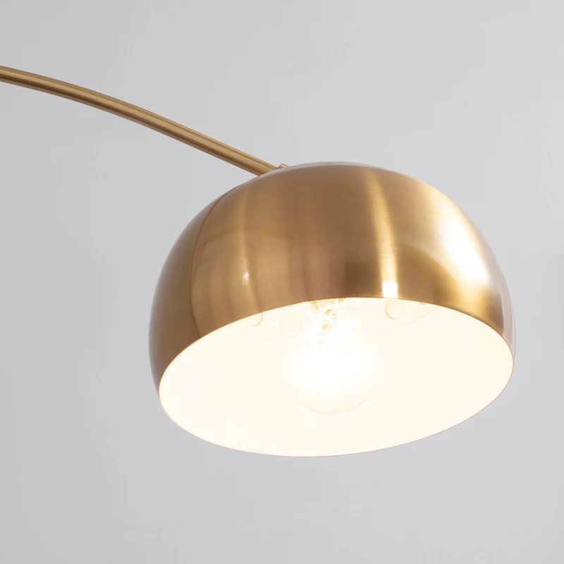 HOMCOM Bogenlampe Stehlampe Wohnzimmer mit vergoldeter Lampenschirm Stehleuchte 40W Bogenleuchte mit E27 Fassung Schirm für Schlafzimmer Büro Retro Metall Schwarz+Gold 30 x 100 x 167 cm