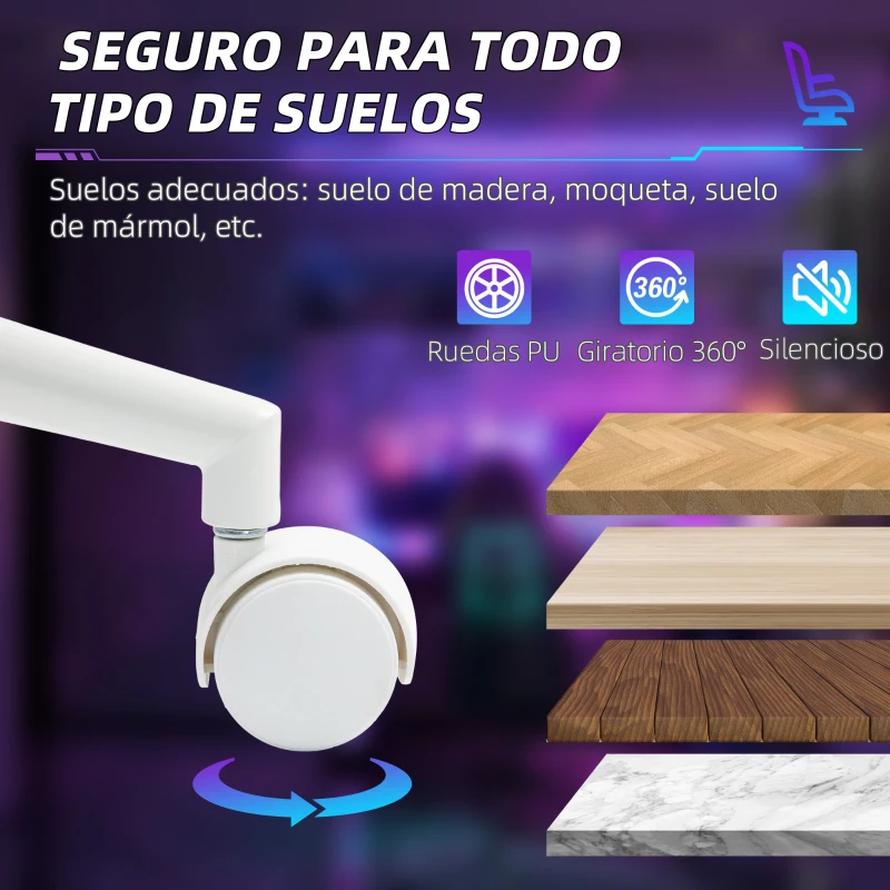 HOMCOM Silla Gamer Reclinable con Altura Ajustable Reposapiés Retráctil Soporte Lumbar y Reposacabezas Gris Claro y Azul