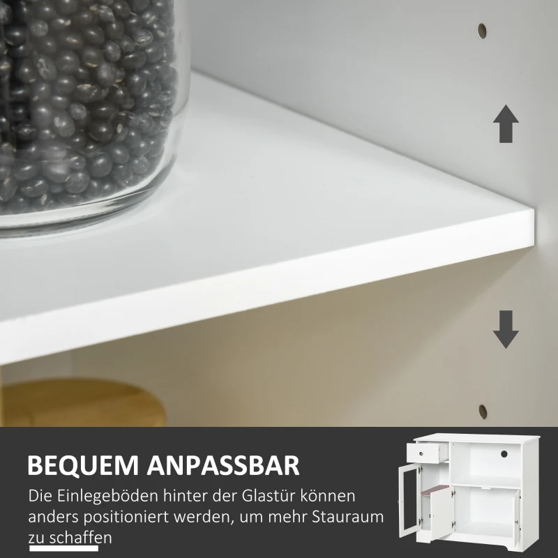 HOMCOM Mikrowellenschrank, Küchenschrank mit 2 Schränken und Schublade, Sideboard Aufbewahrungsschrank Kommode Multifunktionsschrank für Esszimmer, Kippschutz, Weiß, 90 x 40 x 82 cm