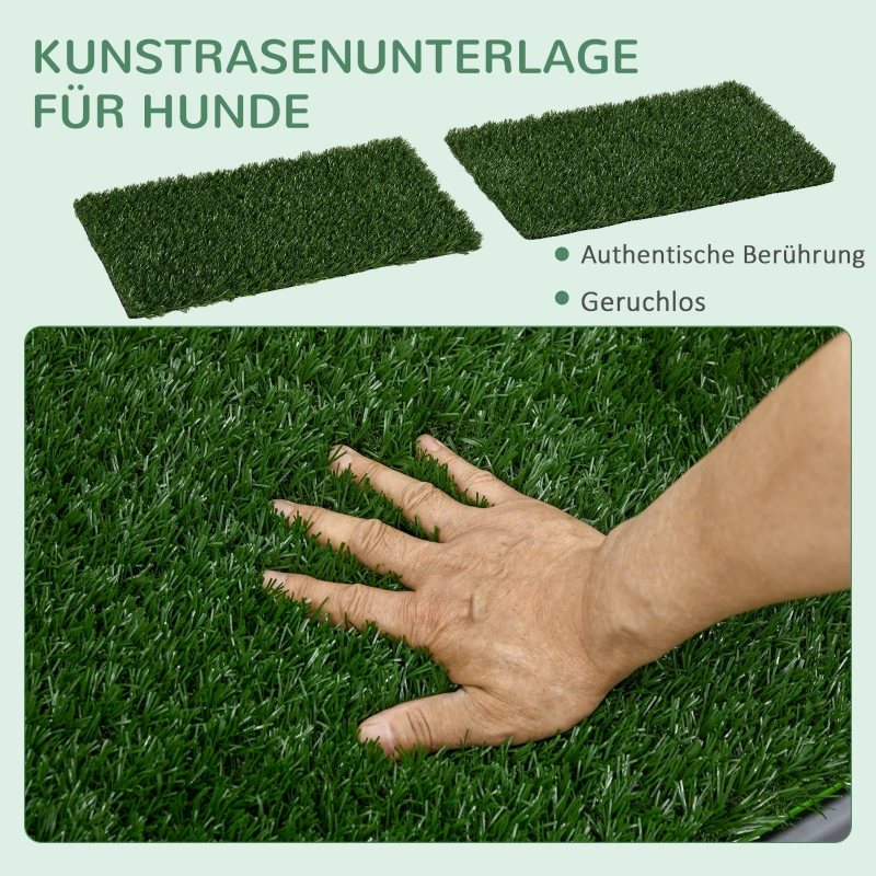 PawHut Hundetoilette mit Kunstrasen, Drainagelöcher, auslaufsicher, 67x41x3,5cm, Grün(m-4)