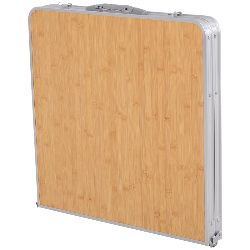 Mesa Plegable de Camping Portátil con Ala Abatible Mesa de Picnic de Estructura Ligera de Aluminio Carga 30kg Altura Ajustable 153x60x39/71 cm