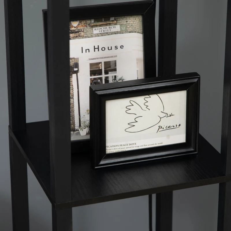 HOMCOM Lampada da Terra a Colonna in MDF e Plastica con 2 Ripiani, per Soggiorno, Studio e Camera da Letto, 26x26x156 cm