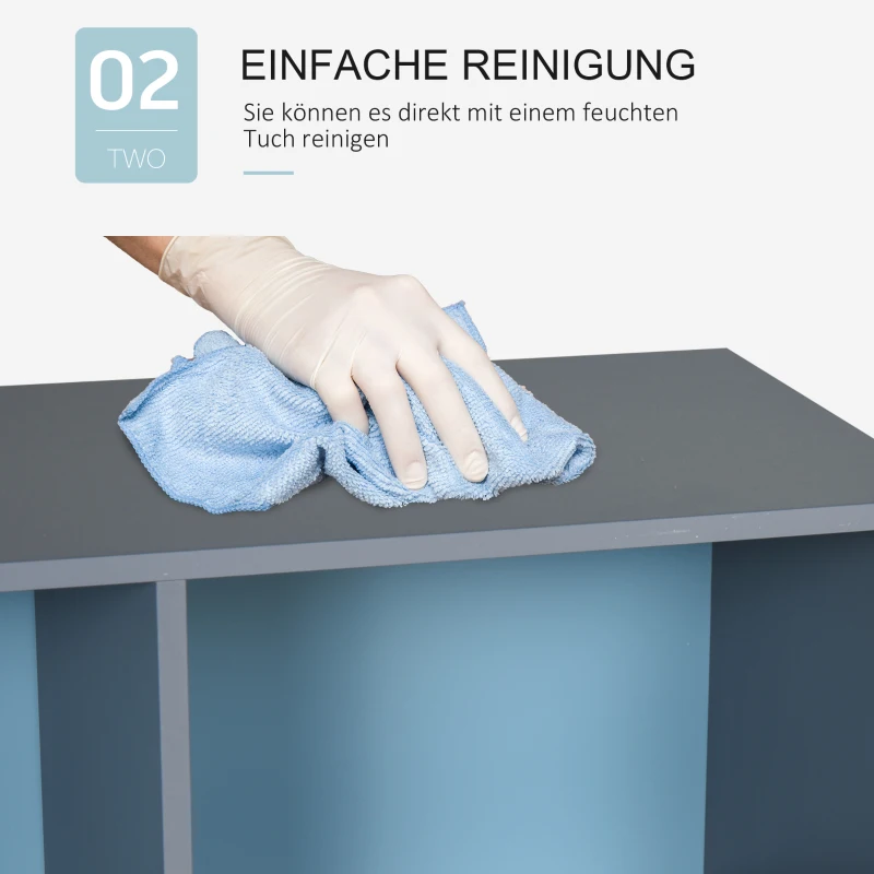 HOMCOM Bücherregal, Standregal , Aufbewahrungregal, Bücherschrank mit 2 Schubladen, MDF, Blau, 105 x 30 x 96 cm