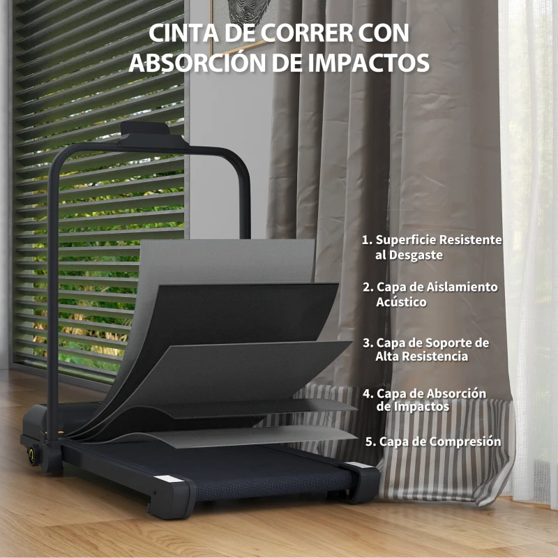 HOMCOM Cinta de Correr Cinta de Andar Plegable 2,5 HP con Pantalla LED Velocidad Ajustable Max. 10 km/h Control Remoto Negro