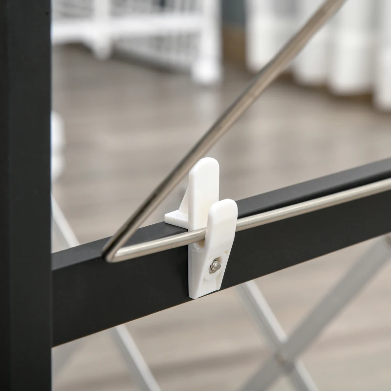 HOMCOM Tendedero de Ropa con Ruedas Plegable Tendedor Vertical de Aluminio con 4 Alas Laterales y Estante 157,5x54x101cm Blanco