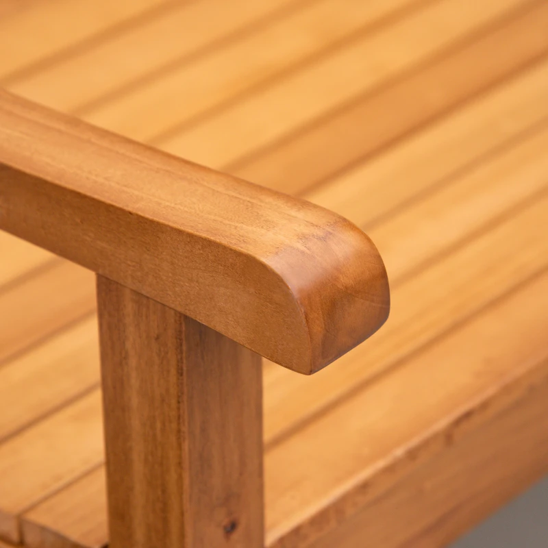 Outsunny Panchina da Giardino in Legno a 2 Posti con Schienale Decorato 123x61x89.5cm, Colore Naturale