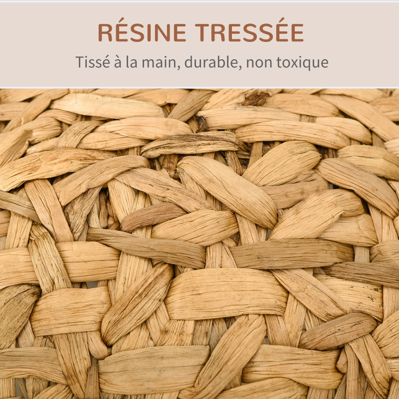 PawHut Panier chat lit surélevé chat cosy niche grotte grand confort dim. Ø 52 x 58H cm coussin moelleux beige inclus jacinthe d'eau marron