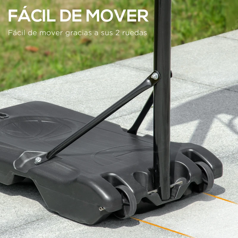 HOMCOM Canasta de Baloncesto para Exterior Altura Ajustable 160-210 cm con Ruedas y Base Rellenable 76x48x254 cm Negro