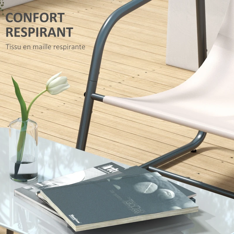 Outsunny Salon de jardin 4 pièces 4 personnes avec canapé 2 places, 2 fauteuils et 1 table basse plateau verre trempé