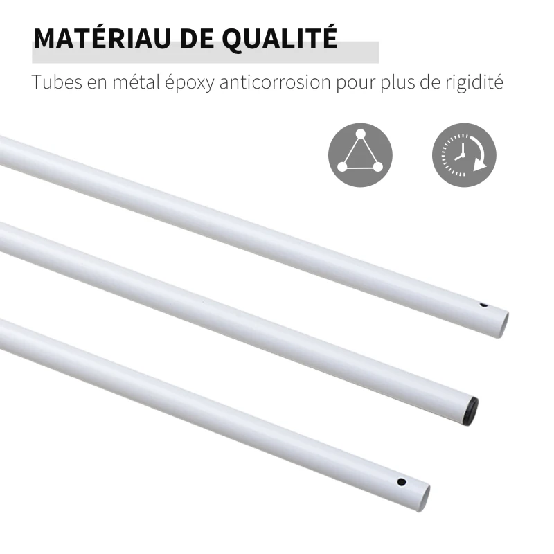 Outsunny Mât de Fixation pour Voile d'ombrage - Poteau pour Voile d'ombrage - démontable 3 Parties - Hauteur réglable, Accessoires fournis - Ø 2,5 cm x 3H m - métal Blanc