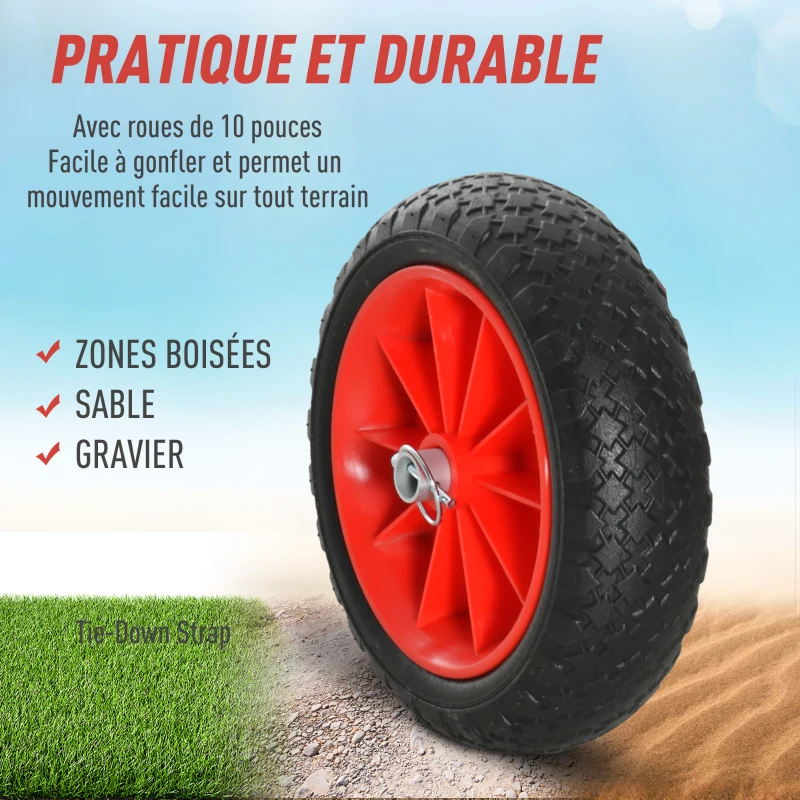 Outsunny Chariot sit on top kayak chariot de transport pliable pour bateaux canoë ou kayak charge max. 70 Kg alu. mousse antidérapante