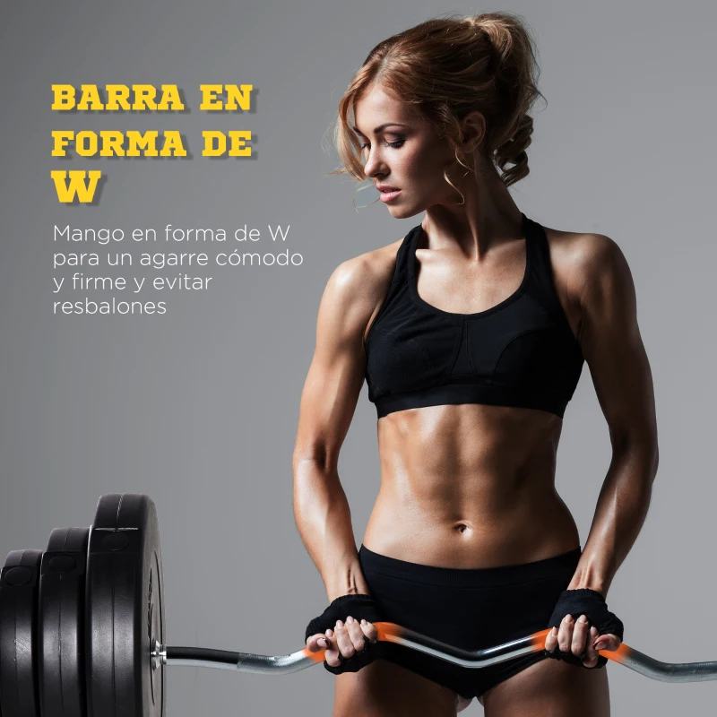 HOMCOM Barra de Pesas Curvada 70 kg Barra de Rizo Set de Musculación con 8 Discos de Pesos 2,5kg-15kg Intercambiables para Entrenamiento Culturismo en Gimnasio Casa 140x38,5x38,5 cm Negro