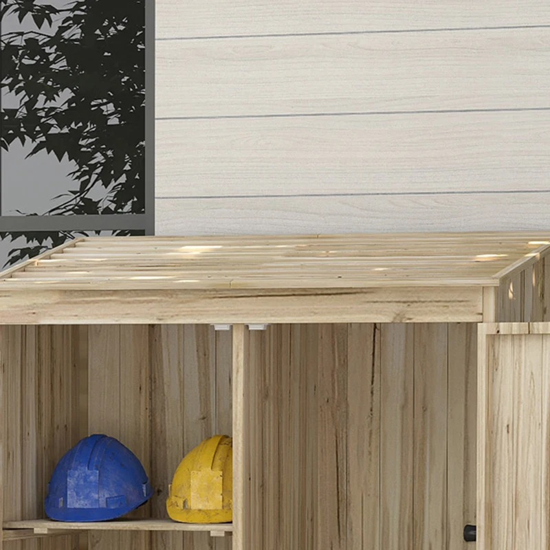 Outsunny Casetta da Giardino in Legno di Abete con 2 Porte e Ripiani, 120x57x183cm, Naturale