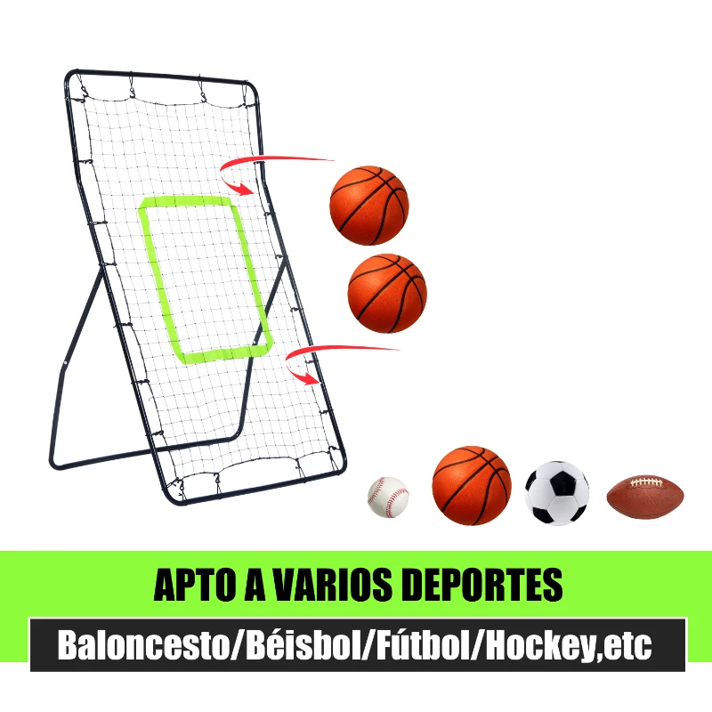 HOMCOM Rebotador de Pelota Béisbol Fútbol Red de Rebote Rebounder Objetivo Ajustable Acero y PE 90x80x140cm Negro