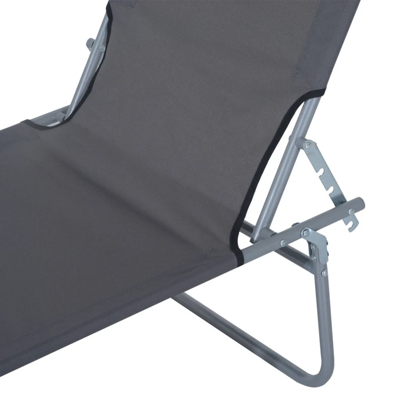 Outsunny Transat Bain de Soleil Pliable Chaise Longue Pliante Grand Confort Dossier Inclinable Multi-positions et Pare-Soleil réglable Dim. 187L x 58l x 36H cm gris